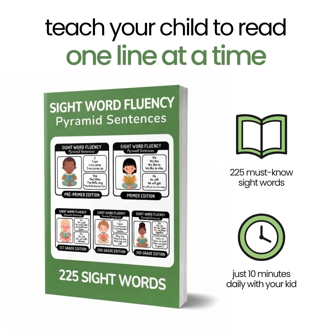Sight Word Fluency: Pyramid Sentences - teach your child to read one line at a time, 225 sight words, 10 minutes a day